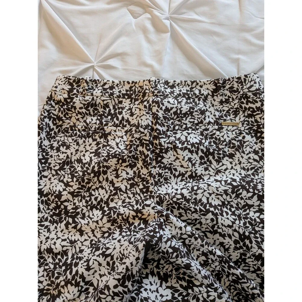 MICHAEL Michael Kors Womens Sz 10 Casual Brown White Floral Pants Cottagecore